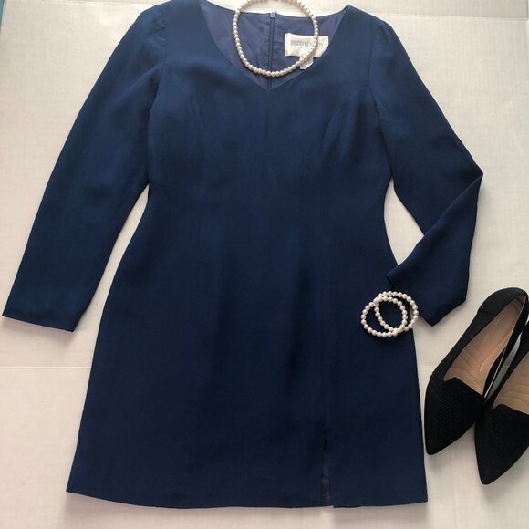 Hugo Buscati Collection Royal Blue Silk Dress Size 8 - Picture 9 of 12